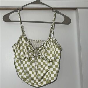 La Hearts Olive Checkered Camisole